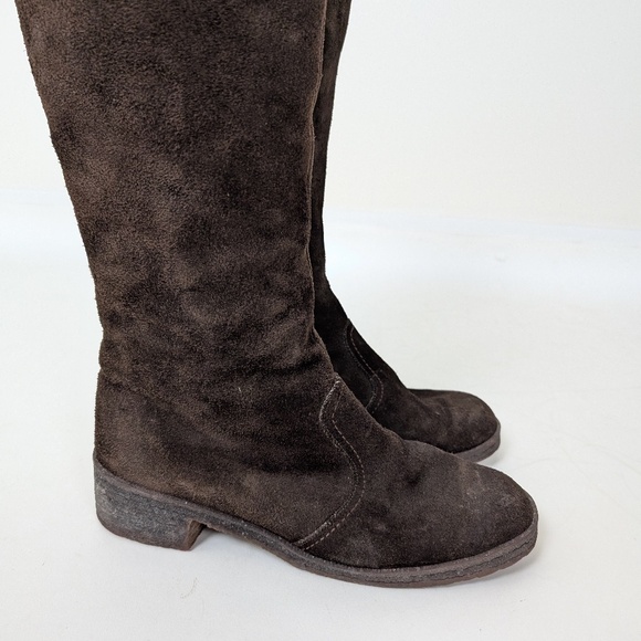 70’s Shearling Suede Boots Calf Height Fitted Vintage Chunky Lined Insulated - Picture 9 of 11